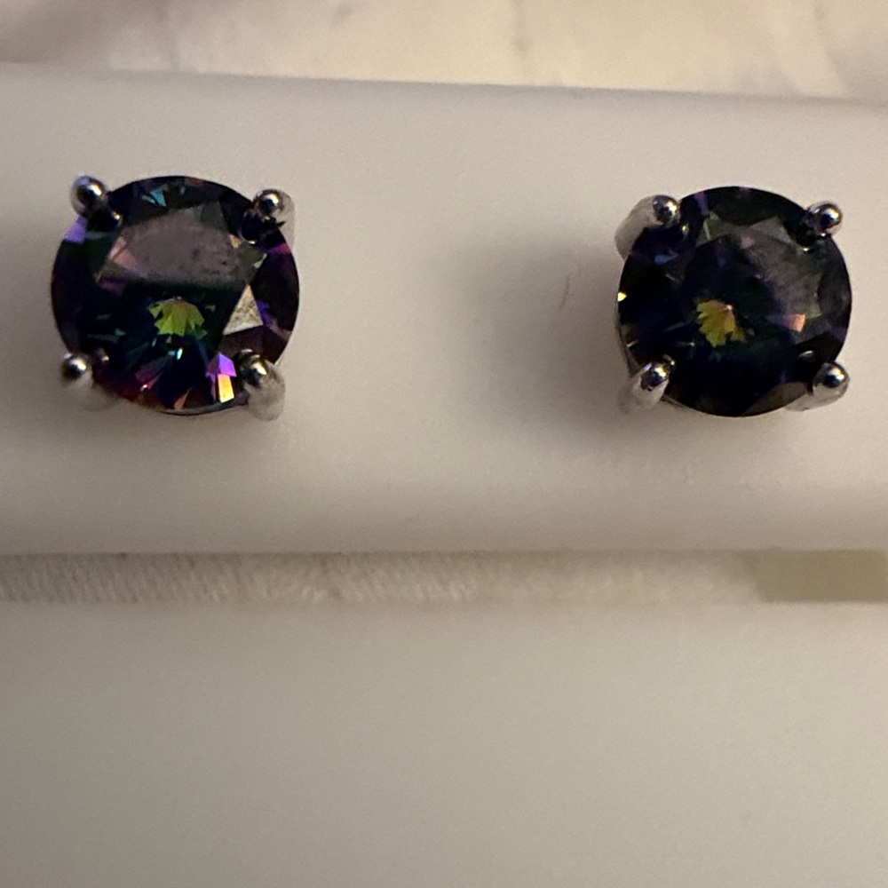 2.40 CTTW Mystic Topaz Sterling Silver Stud Earrings 6mm